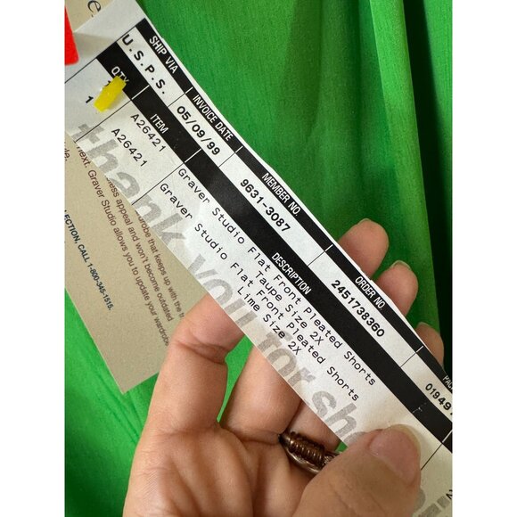 Graver Studio Flat Front Pleated Shorts 2X Pull On Elastic Waist Lime‎ Green - Picture 3 of 5